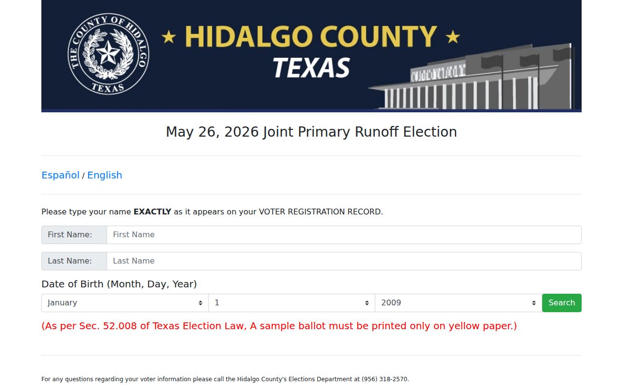 Weslaco residents directory Hidalgo County voter lookup form