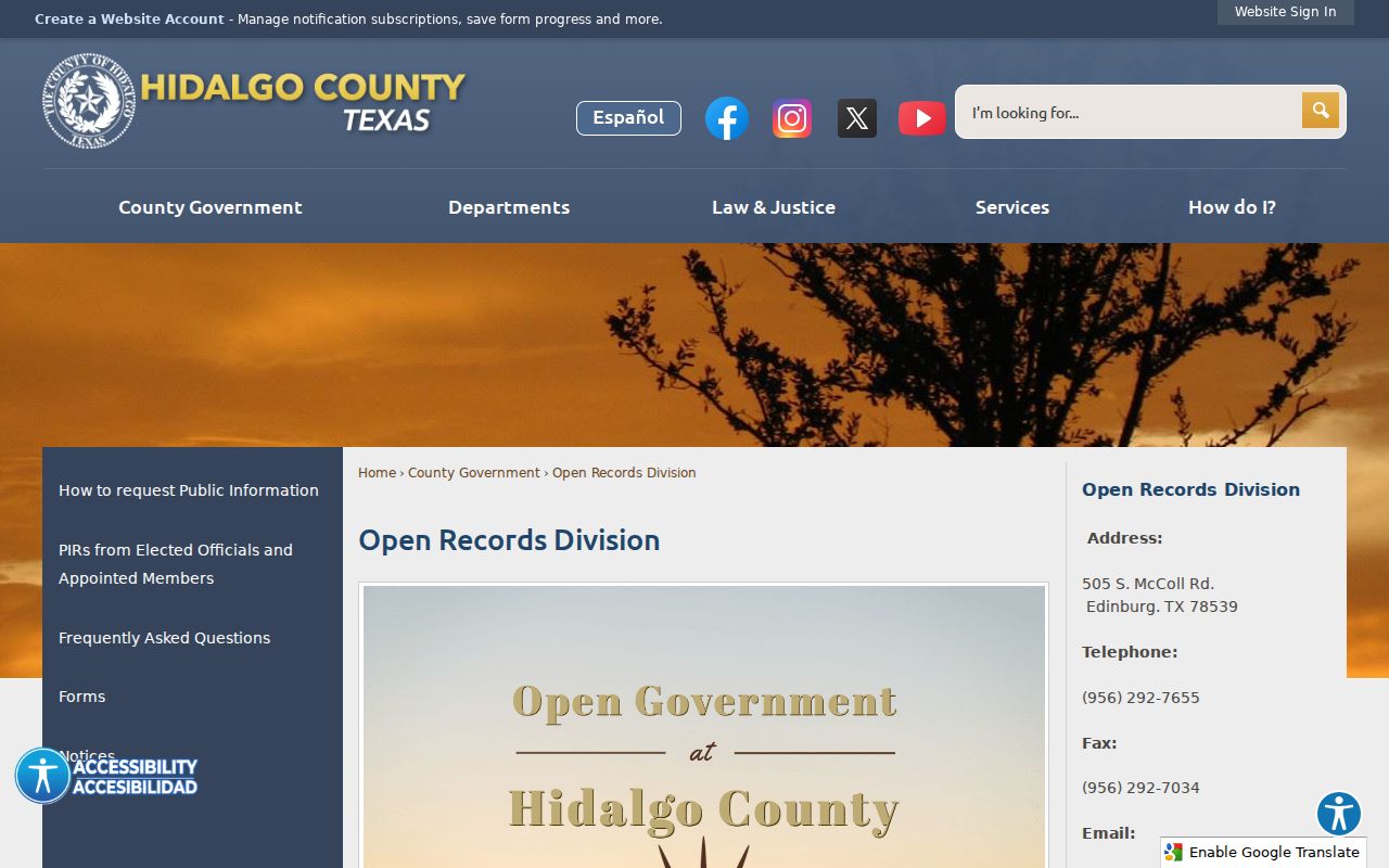 Weslaco residents directory Hidalgo County Open Records Division information
