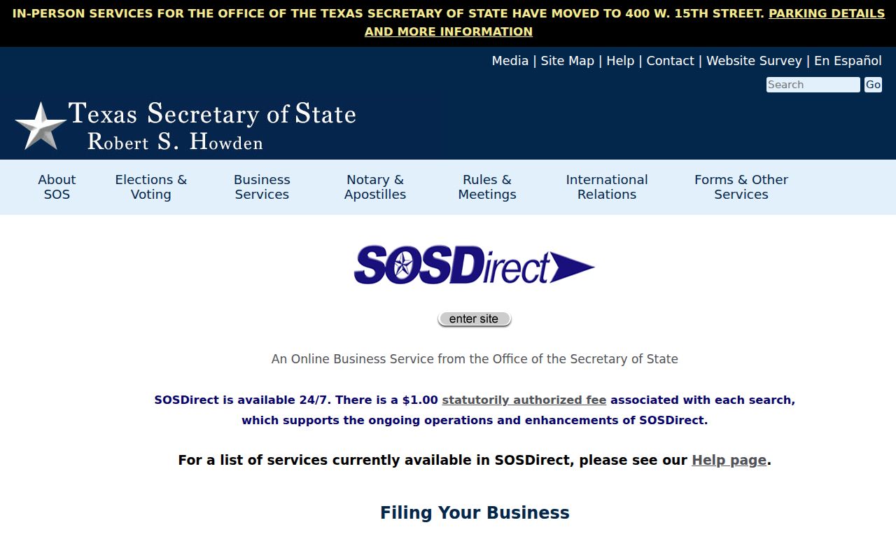 Weslaco residents directory Texas SOSDirect business records page